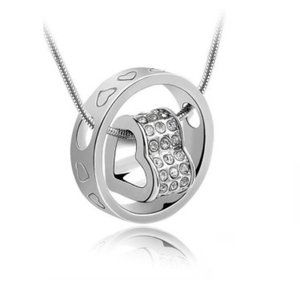 12pc KATGI Fashion 3DDouble Love Heart Elegant Austrian Crystal Pendant Necklace